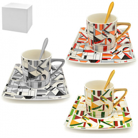 Чашка с блюдцем и ложкой 220 мл "Picasso" 00938 ✅ базовая цена $8.62 ✔ Опт ✔ Скидки ✔ Заходите! - Интернет-магазин ✅ Фортуна-опт ✅