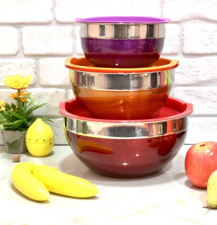 Набор мисок с крышкой из 3 шт Edenberg EB - 3635 ✅ базовая цена $13.95 ✔ Опт ✔ Скидки ✔ Заходите! - Интернет-магазин ✅ Фортуна-опт ✅