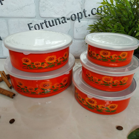 Набор эмалированных цветных судков A - Plus - 0961 - 5 шт ✅ базовая цена $6.12 ✔ Опт ✔ Скидки ✔ Заходите! - Интернет-магазин ✅Фортуна-опт ✅