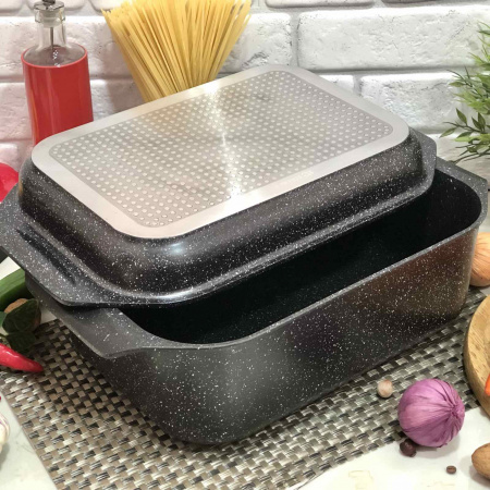 Гусятница овальная с крышкой-гриль Edenberg EB-4606 - 5.5 л, мрамор ✅ базовая цена $39.07 ✔ Опт ✔ Скидки ✔ Заходите! - Интернет-магазин ✅ Фортуна-опт ✅