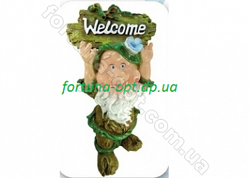 Гном мультяшка большой Welcome 0090 (полимер) ➜ Оптом и в розницу ✅ актуальная цена -Интернет магазин ✅ Фортуна ✅