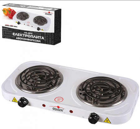 Электрическая плита спираль 2 конфорки белая 2*1000 Вт Stenson - 0013 S ✅ базовая цена $13.98 ✔ Опт ✔ Скидки ✔ Заходите! - Интернет-магазин ✅ Фортуна-опт ✅