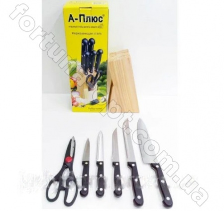 Набор ножей с черной ручкой на подставке A-Plus -1005 ✅ базовая цена $4.94 ✔ Опт ✔ Скидки ✔ Заходите! - Интернет-магазин ✅ Фортуна-опт ✅