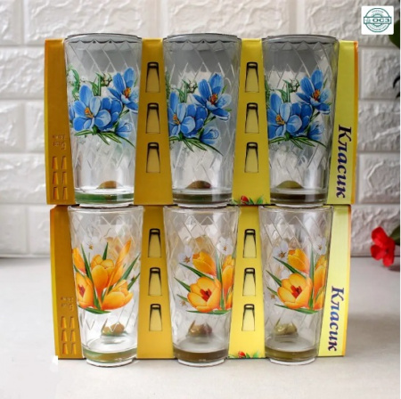 Набор стаканов с цветами "Классик" 230 мл 6 шт - 8226 / 8227 ✅ базовая цена 174.72 грн. ✔ Опт ✔ Скидки ✔ Заходите! - Интернет-магазин ✅ Фортуна-опт ✅