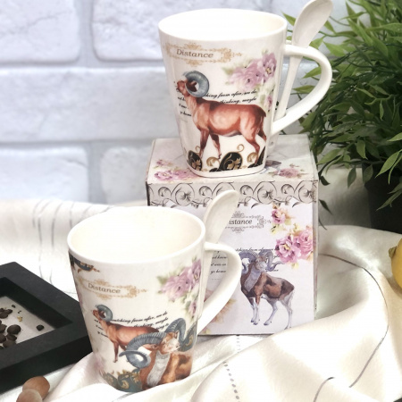 Чашка керамическая 320 мл с ложкой Символ Года - 2732 ✅ базовая цена 32.30 грн. ✔ Опт ✔ Скидки ✔ Заходите! - Интернет-магазин ✅ Фортуна-опт ✅