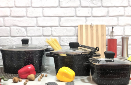 Набор кастрюль Top Kitchen черный ТК 00024  ✅ базовая цена $58.35 ✔ Опт ✔ Скидки ✔ Заходите! - Интернет-магазин ✅ Фортуна-опт ✅