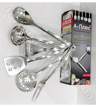 Набор нержавеющих кухонных принадлежностей на планке A-Plus - 0705 ✅базовая цена $6.28 ✔ Опт ✔ Акции ✔ Заходите! - Интернет-магазин Fortuna-opt.com.ua.