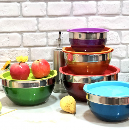 Набор нержавеющих мисок с крышкой Edenberg EB - 3637 ✅ базовая цена $19.52 ✔ Опт ✔ Скидки ✔ Заходите! - Интернет-магазин ✅Фортуна-опт ✅