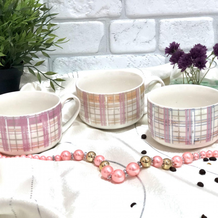 Чашка-супница 450 мл "Glaze клетка" 88087(Ст) ✅ базовая цена $2.60 ✔ Опт ✔ Скидки ✔ Заходите! - Интернет-магазин ✅ Фортуна-опт ✅