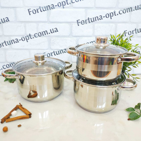Набор кастрюль из нержавеющей стали A-Plus 2176 ✅ базовая цена $25.73 ✔ Опт ✔ Скидки ✔ Заходите! - Интернет-магазин ✅ Фортуна-опт ✅