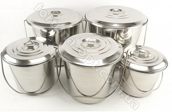 Набор ведер нержавеющих с крышками  0385 ✅ базовая цена $44.76 ✔ Опт ✔ Акции ✔ Заходите! - Интернет-магазин Fortuna-opt.com.ua.