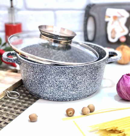 Казан мраморный 2,4 л  серый - Unique 5214 ✅ базовая цена $11.60 ✔ Опт ✔ Скидки ✔ Заходите! - Интернет-магазин ✅ Фортуна-опт ✅