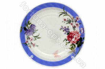 Тарелка стеклокерамика глубокая №7 Голубой букет 6806 ➜ Оптом и в розницу ✅ актуальная цена -Интернет магазин ✅ Фортуна ✅