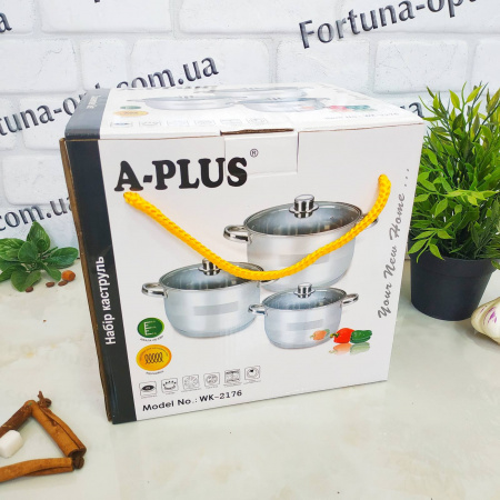 Набор кастрюль из нержавеющей стали A-Plus 2176 ✅ базовая цена $25.73 ✔ Опт ✔ Скидки ✔ Заходите! - Интернет-магазин ✅ Фортуна-опт ✅