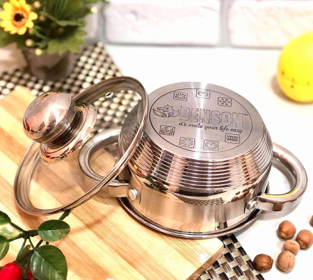 Кастрюля из нержавеющей стали 9 - слойное дно Benson BN - 216 - 1 л ✅ базовая цена $9.59 ✔ Опт ✔ Скидки ✔ Заходите! - Интернет-магазин ✅ Фортуна-опт ✅