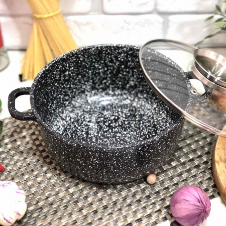 Казан - кастрюля круглая с мраморным покрытием A-Plus - 1461 - 3,1 л - 22 см ✅ базовая цена $14.79 ✔ Опт ✔ Скидки ✔ Заходите! - Интернет-магазин ✅ Фортуна-опт ✅