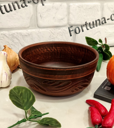   Миска красная глина резная 800мл 7678 ✅ базовая цена 49.73 грн. ✔ Опт ✔ Скидки ✔ Заходите! - Интернет-магазин ✅ Фортуна-опт ✅