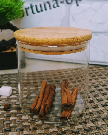 Банка стекло крышка бамбук 550 мл 10х10 см 00977 ✅ базовая цена 127.69 грн. ✔ Опт ✔ Скидки ✔ Заходите! - Интернет-магазин ✅ Фортуна-опт ✅