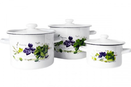 Набор кастрюль эмалированный 2л/4,5л/5,5л "242" Зелень фреш ✅ базовая цена 1&nbsp;040.18 грн. ✔ Опт ✔ Скидки ✔ Заходите! - Интернет-магазин ✅ Фортуна-опт ✅