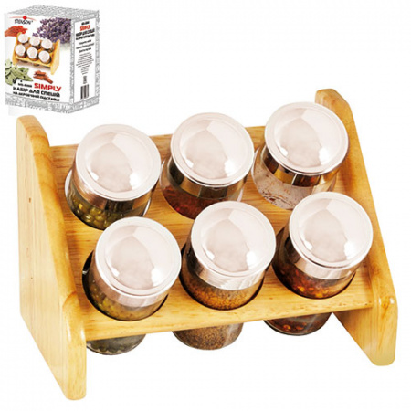 Спецовник на деревянной подставке 6 баночек Stenson - 0368  ✅ базовая цена $8.74 ✔ Опт ✔ Скидки ✔ Заходите! - Интернет-магазин ✅ Фортуна-опт ✅
