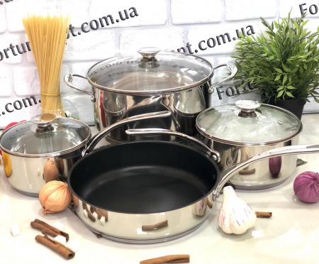 Набор тяжелой посуды из нержавеющей стали A-Plus - 1300➜ Опт и розница ✅ актуальная цена -Интернет магазин ✅ Фортуна ✅