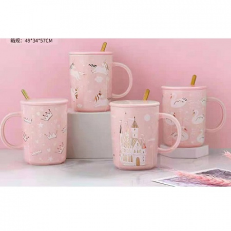 Чашка с крышкой и ложкой 400 мл "Princess" Stenson - 00523 ✅ базовая цена $5.46 ✔ Опт ✔ Скидки ✔ Заходите! - Интернет-магазин ✅ Фортуна-опт ✅