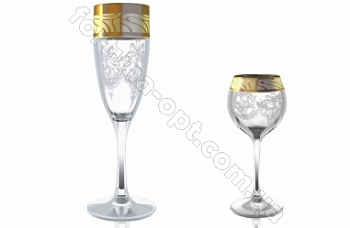 Набор бокалов для шампанского + рюмка Мускат GE 05-1687/1801 12 пр ➜ Оптом и в розницу ✅ актуальная цена -Интернет магазин ✅  Фортуна ✅