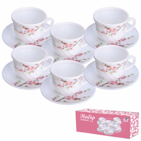 Чайный набор стеклокерамика 12 предметов Японская вишня SNT - 30055 ✅ базовая цена 312.42 грн. ✔ Опт ✔ Скидки ✔ Заходите! - Интернет-магазин ✅ Фортуна-опт ✅