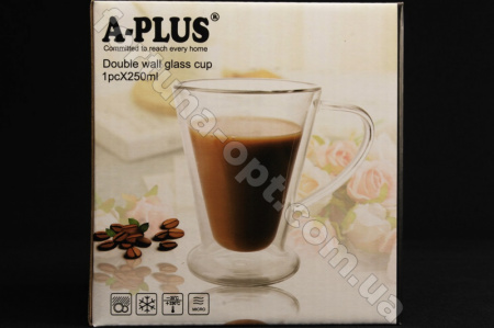 Чашка стеклянная 250 мл двойная стенка Латте A-Plus -7009 ✅ базовая цена $2.84 ✔ Опт ✔ Скидки ✔ Заходите! - Интернет-магазин ✅ Фортуна-опт ✅