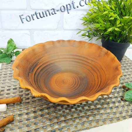 Миска 2 л Волна из красной глины 2971 ✅ базовая цена 91.17 грн. ✔ Опт ✔ Скидки ✔ Заходите! - Интернет-магазин ✅ Фортуна-опт ✅