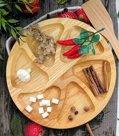 Менажница Ясень 25см круглая 6 секций 0128 ✅ базовая цена 184.95 грн. ✔ Опт ✔ Скидки ✔ Заходите! - Интернет-магазин ✅ Фортуна-опт ✅