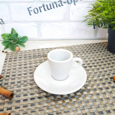 Чашка с блюдцем 90 мл/блюдце 12,5см "Хорека" белая керамика SNT - 13629-06 ✅ базовая цена 10.41 грн. ✔ Опт ✔ Скидки ✔ Заходите! - Интернет-магазин ✅ Фортуна-опт ✅