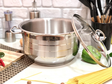 Кастрюля из нержавеющей стали Berlin - 2322 - 9 л ✅ базовая цена 535.60 грн. ✔ Опт ✔ Скидки ✔ Заходите! - Интернет-магазин ✅ Фортуна-опт ✅