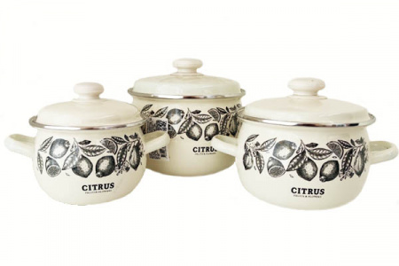 Набор эмалированный "928" Цитрусовая молочная 1.5 л /2.5 л / 3.5 л  ✅ базовая цена 981.97 грн. ✔ Опт ✔ Скидки ✔ Заходите! - Интернет-магазин ✅ Фортуна-опт ✅