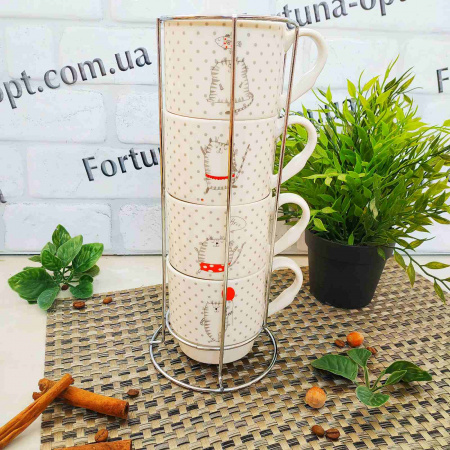 Набор чайный 4 пр 350 мл на стойке Cat Story  021-04-06✅базовая цена349.93 грн.✔Опт✔Скидки✔Заходите! - Интернет-магазин ✅Фортуна-опт ✅