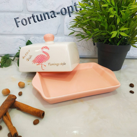 Масленка керамическая Фламинго 20х13,h-10,4 700-02-13 ✅ базовая цена 172.64 грн. ✔ Опт ✔ Скидки ✔ Заходите! - Интернет-магазин ✅ Фортуна-опт ✅