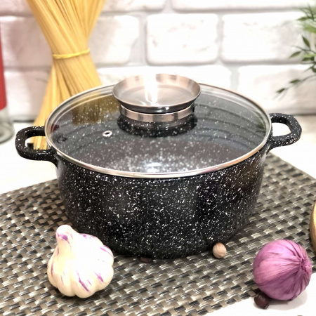 Казан - кастрюля круглая с мраморным покрытием A-Plus - 1461 - 3,1 л - 22 см ✅ базовая цена $14.79 ✔ Опт ✔ Скидки ✔ Заходите! - Интернет-магазин ✅ Фортуна-опт ✅