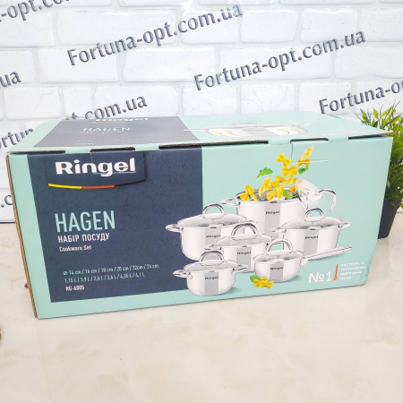 Набор нержавеющих кастрюль 12 предметов (1,9/2,6/3.6/4.35/6.1л+ковш1,15л) Ringel Hagen 6005➜ Опт и розница ✅ актуальная цена -Интернет магазин ✅ Фортуна ✅