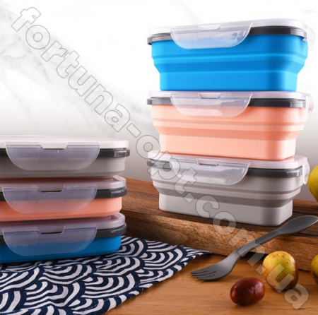 Ланч-бокс силиконовый складной Frico FRU - 383 - 800 мл ➜ фото ➜ розн цена $5.04 - Интернет-магазин ✅ Fortuna-opt.com.ua. ✅