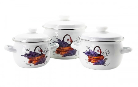Набор кастрюль 1,5л/2,5л/3,5л "928" Корзинка лаванды ✅ базовая цена 846.92 грн. ✔ Опт ✔ Скидки ✔ Заходите! - Интернет-магазин ✅ Фортуна-опт ✅