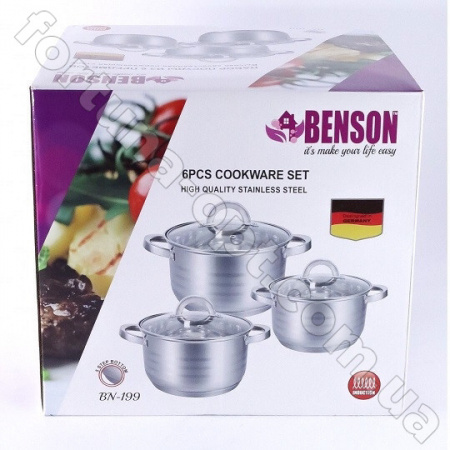 Набор кастрюль Benson BN - 199➜ Опт и розница ✅ актуальная цена -Интернет магазин ✅ Фортуна ✅
