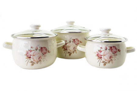 Набор эмалированный 2,4л/3,5л/4,75л "6927" Розовая роза ✅ базовая цена 944.81 грн. ✔ Опт ✔ Скидки ✔ Заходите! - Интернет-магазин ✅ Фортуна-опт ✅