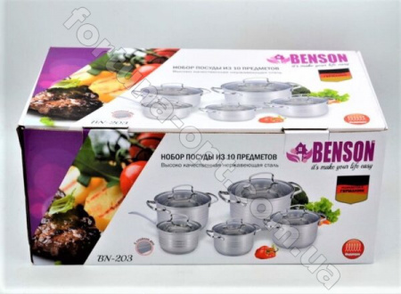 Набор кастрюль из нержавеющей стали Benson BN - 203➜ Опт и розница ✅ актуальная цена -Интернет магазин ✅ Фортуна ✅