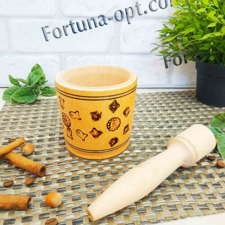 Ступка деревянная большая  0513 ✅ базовая цена 47.95 грн. ✔ Опт ✔ Скидки ✔ Заходите! - Интернет-магазин ✅ Фортуна-опт ✅