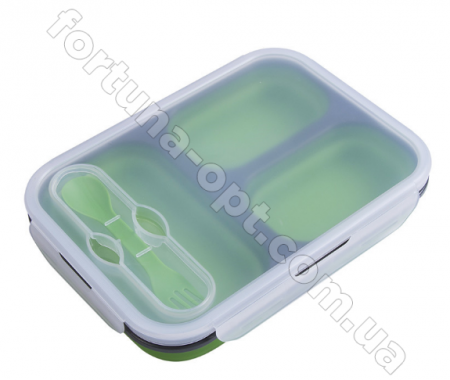 Ланч-бокс силиконовый складной на три отделения Frico FRU - 385  ➜ фото ➜ розн цена $6.97 - Интернет-магазин ✅ Fortuna-opt.com.ua. ✅