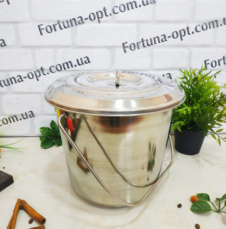Ведро нержавеющее с крышкой A-Plus - 0389 (12 л) ✅ базовая цена $8.11 ✔ Опт ✔ Скидки ✔ Заходите! - Интернет-магазин ✅ Фортуна-опт ✅