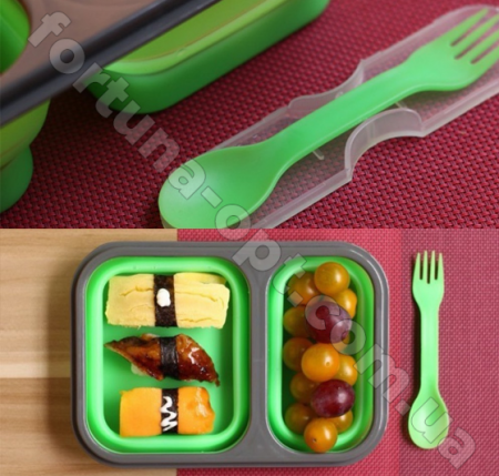 Ланч-бокс силиконовый складной Frico FRU - 384 - 600+300 мл  ✅ базовая цена $7.26 ✔ Опт ✔ Скидки ✔ Заходите! - Интернет-магазин ✅Фортуна-опт ✅