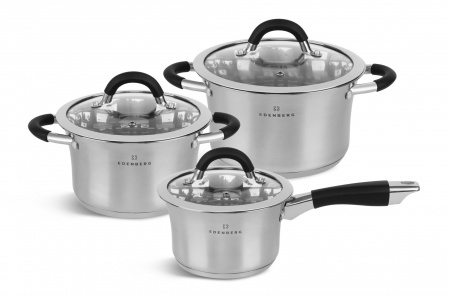 Набор нержавеющих кастрюль с ковшом Edenberg EB - 2403➜ Опт и розница ✅ актуальная цена -Интернет магазин ✅ Фортуна ✅