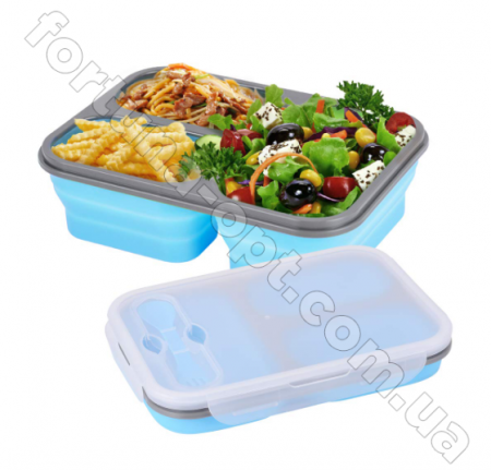 Ланч-бокс силиконовый складной Frico FRU - 384 - 600+300 мл  ✅ базовая цена $7.26 ✔ Опт ✔ Скидки ✔ Заходите! - Интернет-магазин ✅Фортуна-опт ✅