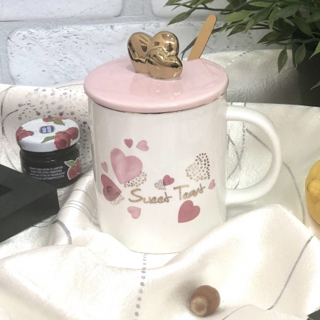 Чашка с кр и ложк 420 мл "With love" 00961(Ст) ✅ базовая цена $6 ✔ Опт ✔ Скидки ✔ Заходите! - Интернет-магазин ✅ Фортуна-опт ✅